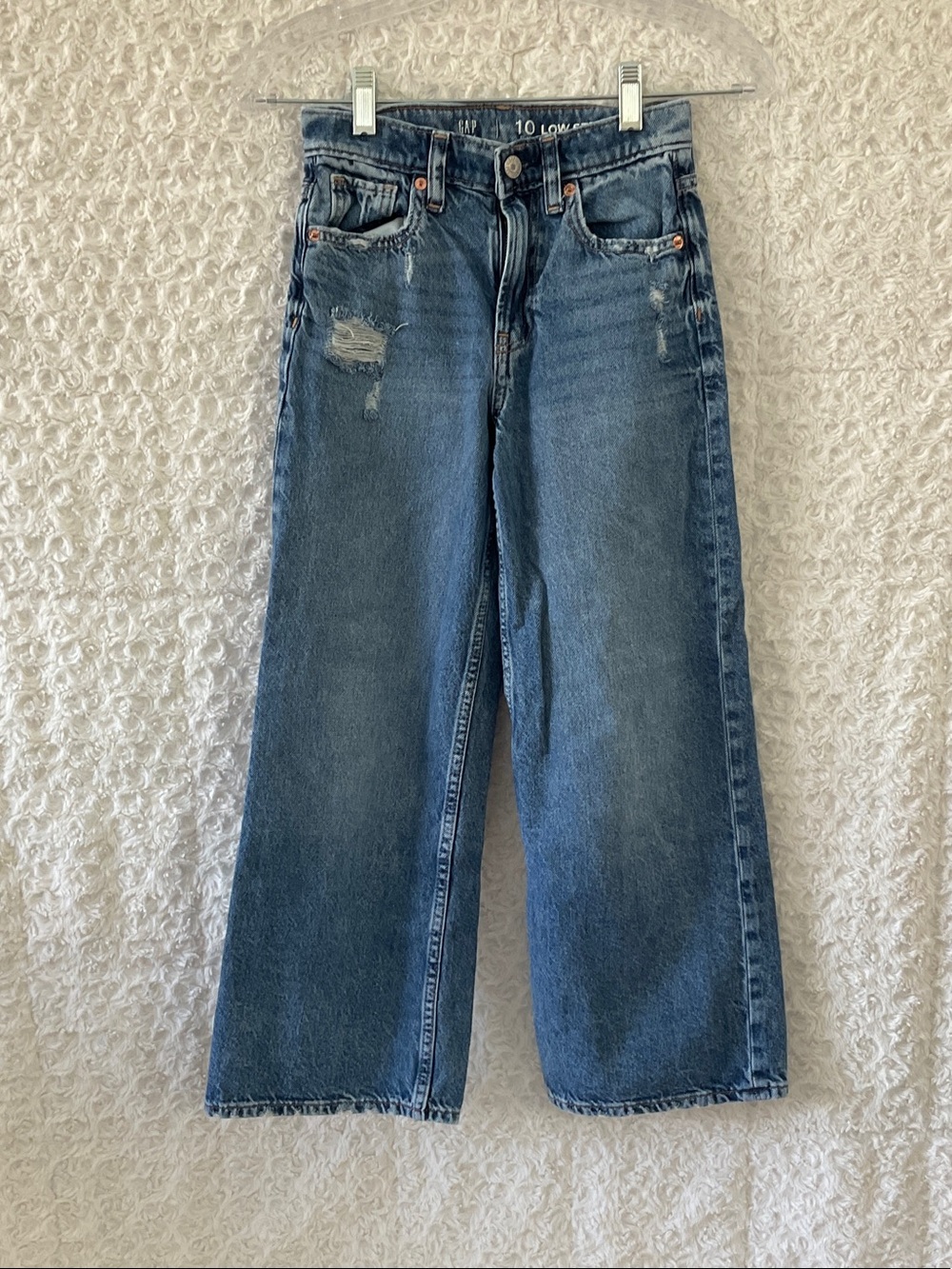 GAP Medium Blue Wide Leg Distressed Kids Jeans